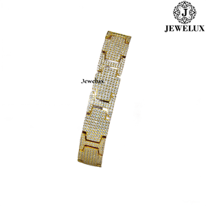 Jewelux 22K Gold Plated Diamond <b>Bracelet</b> Round Brilliant Cut Micro Insert Geometric Link Unisex Luxury Chain <b>Bracelet</b> - Product Image 1