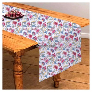 Mid-Century Modern Vintage Look Home Decor Floral Hand Block Printed Cotton Indian Style <b>Table</b> <b>Runner</b> For Wedding Events Home - Product Image 3