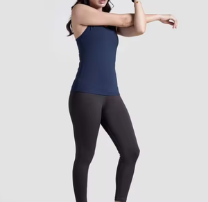 Débardeur bleu pour femme, sans manches, vêtement de sport, logo personnalisé, extensible, respirant, gilet de fitness, vente en gros OEM - Product Image 6