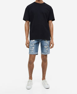 Shorts en jean déchiré vintage en coton pour homme, style streetwear, décontracté, avec trous et dégâts, prix de gros, été - Product Image 1