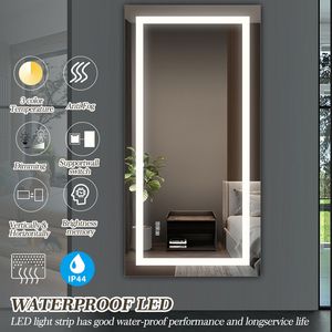 Specchio da Bagno LED Moderno Senza Cornice 183x91 cm, Antiappannamento con Sensore Touch, Specchio Illuminato da Parete per Doccia - Product Image 5