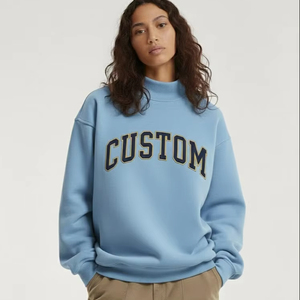 บริการ OEM เสื้อสเวตเชิ้ตคอเต่าแบบยาวสำหรับฤดูใบไม้ร่วง  โลโก้ด้านหน้าแบบกำหนดเอง  ผ้าโพลีเอสเตอร์ผสมคอตตอน น้ำหนักเบา สำหรับผู้หญิง  โลโก้แบบสั่งทำ - Product Image 1