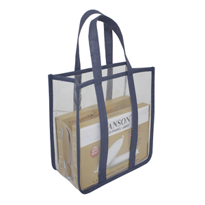 Bolsa de Yute Promocional con Ventana Transparente, Precio al por Mayor, Color Azul Marino, Bolsa de Arpillera con Ventana Transparente - Product Image 2