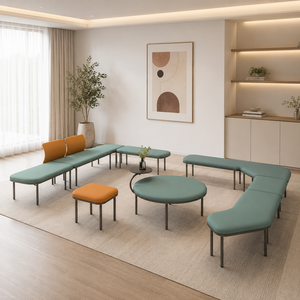 Canapé modulaire incurvé haut de gamme, style scandinave contemporain, en tissu rembourré, mobilier design pour salon et bureau à domicile - Product Image 3