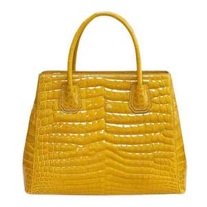 Sac à bandoulière en cuir jaune à motif crocodile pour femme, sac à main fourre-tout avec fermeture éclair pour les trajets quotidiens - Product Image 1