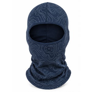 Pasamontañas con estampado topográfico sublimado en azul marino para hombre, cubrecabezas de tela elástica para actividades al aire libre - Product Image 1