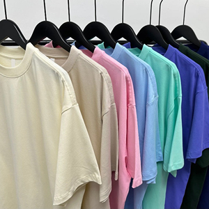 T-shirt personnalisé en gros, en stock, nouveau, coupe BOXY, 100% coton, manches courtes, logo frontal, respirant, écologique, coupe classique, style streetwear - Product Image 2