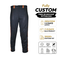 Pantalon de sport unisexe personnalisé en polyester noir avec rayures bleues et orange, imprimé par sublimation, séchage rapide, coupe ajustée, fermeture éclair, antibactérien