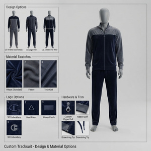 Custom Men's Velour Tracksuit Set Full Zip Breathable Loose Fit <b>Track</b> Jacket Jogger Pants Winter Midweight OEM For Boys - Product Image 5