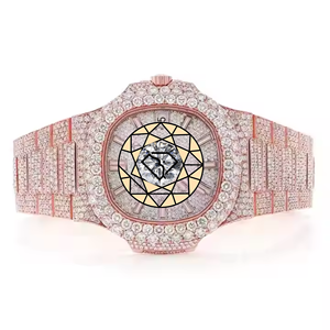 Reloj de Lujo con Incrustaciones de Diamantes Moissanite VVS1, Forma de Cojín, Tono Rosa, Acero Inoxidable, para Hombre y Mujer - Product Image 1