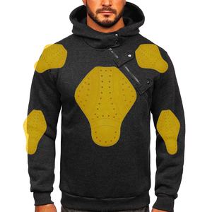Forro reforzado de 3 capas a prueba de viento resistente a la abrasión, talla grande, Sudadera con capucha multifuncional para motocicleta, cremallera de marca - Product Image 4