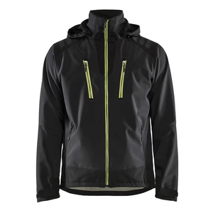 Veste en polaire à capuche noire pour homme, coupe-vent, fermeture éclair, vêtements d'hiver décontractés, coupe régulière, couleur unie, matière polyester - Product Image 3