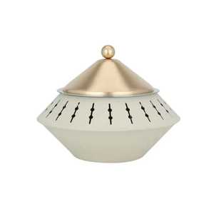 Plat chauffant suspendu moderne en or rose, chauffe-plat rond avec base en fil métallique géométrique et support à crochet pour buffets et traiteurs de boutiques - Product Image 2