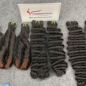 Extensiones de cabello rizado vietnamita natural, color negro, ondulado profundo, con doble trama, listas para enviar, de 12 a 26 pulgadas. - Product Image 6