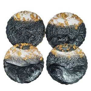 Sous-verres élégants en résine avec paillettes Aurora, faits à la main, colorés, accessoires de table modernes et stylés, ensemble d'accessoires artistiques - Product Image 5