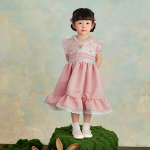 Comfortable <b>Pink</b> <b>Girl</b> <b>Dress</b> Lace Ruffle Flower Patchwork Embroidered Princess <b>Dress</b> <b>for</b> Party Birthday Koko San <b>Dress</b> - Product Image 4