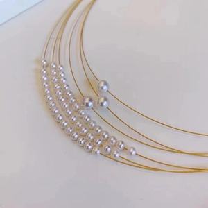 Collar de Perlas Minimalista de Plata Pura S925 con Cadena de Gemas de 8-9 mm de Primera Calidad, Partículas de Diamante de 8-9 mm Casi Impecables - Product Image 4