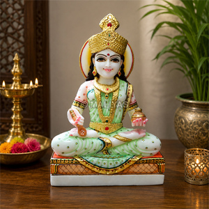 Marble Annapurna Statue | Handcrafted White Marble Annapurna Devi Murti | Premium Hindu Goddess Idol | MALIYAS India - Product Image 1