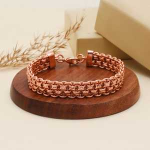 กำไลข้อมือทองแดงแท้ กำไลทองแดงหนาสำหรับผู้ชายและผู้หญิง กำไลทองแดงบำบัด 100% กำไลทองแดงทำมือ - Product Image 3