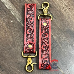 Porte-clés en cuir floral artisanal de qualité supérieure avec dragonne – Dragonne personnalisée style cowgirl pour clés de voiture, cadeau avec sangles mousqueton - Product Image 1