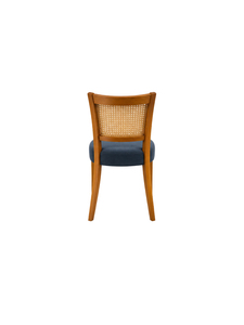 Chaise de salle à manger rembourrée moderne avec assise en velours et dossier en rotin, pieds en bois de style mid-century, mobilier pour la maison - Product Image 6