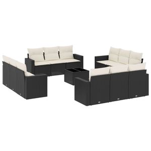 Ensemble de canapés de jardin en rotin noir 7 places, mobilier de patio extérieur, design moderne et contemporain - Product Image 2