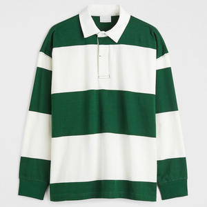 Polo de Rugby Oversize para Hombre, 210 g/m², 100% Algodón, con Rayas, Hombros Caídos, Mangas Largas, Aberturas Laterales, Personalizable con Logotipo - Product Image 1