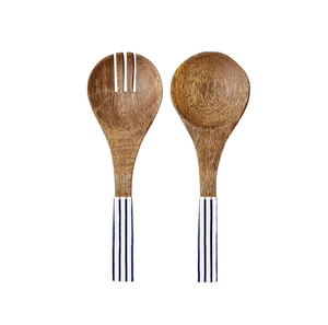 Juego de cucharas de madera de diseño bohemio único con mango a rayas, utensilios de mesa duraderos y altamente pulidos para acampar - Product Image 3