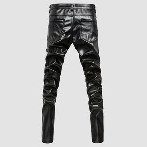 Men Slim <b>Leather</b> <b>Pants</b> - Product Image 2