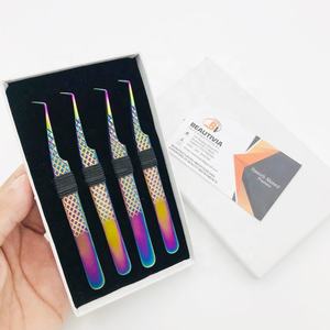 Pinzas Profesionales para Extensión de Pestañas de 7mm con Punta, Alta Calidad, Ángulo de 90 Grados, Acero Inoxidable, Agarre Fuerte, Arcoíris - Product Image 3