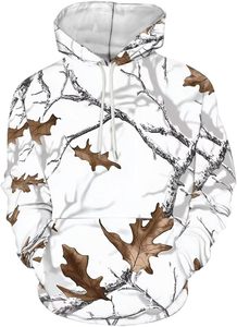 เสื้อฮู้ดดี้โอเวอร์ไซส์สีขาวลายพราง Real Tree สำหรับผู้ชาย แบรนด์ OEM พร้อมลายกราฟิกวินเทจและตัวอักษรแบบอาร์ช ทรงหลวมสไตล์สตรีทแวร์ ไหล่ตก - Product Image 4