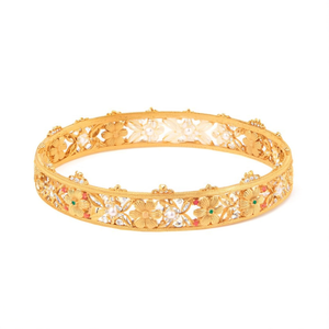 Ethnic 18K Gold Plated Pearl Beaded Bangles Geometric Heart Design - Product Image 2