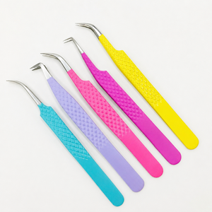 Ensemble de pinces à cils professionnelles colorées, pinces à cils de précision en acier inoxydable - Product Image 3
