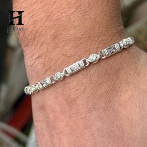 Pulsera de Lujo de Oro Blanco de 14K con Diamantes Alternados, Pulsera de Eslabones con Diamantes Cultivados en Laboratorio de Múltiples Formas (Baguette, Redondos, Marquesa) - Product Image 3