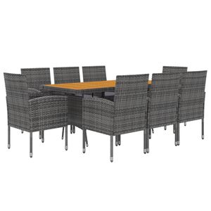 Set da pranzo da 9 pezzi in Poly Rattan collezione di mobili di colore grigio - Product Image 3