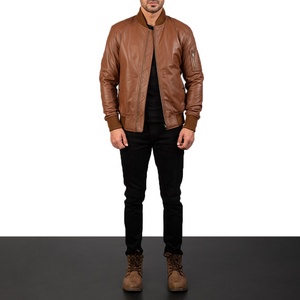 Veste en cuir pour homme, veste en cuir d'agneau originale personnalisée, veste en cuir pour moto pour homme - Product Image 1