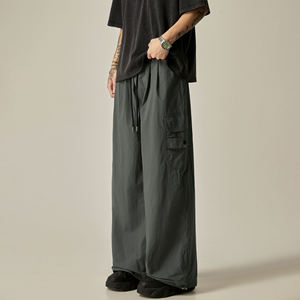 กางเกงขากว้างสไตล์อเมริกันลำลองสำหรับฤดูร้อน กางเกงทรงกระบอกบางเบา แบรนด์แฟชั่นสำหรับผู้ชาย ทรงหลวม แห้งเร็ว สไตล์ทหารพลร่ม - Product Image 2