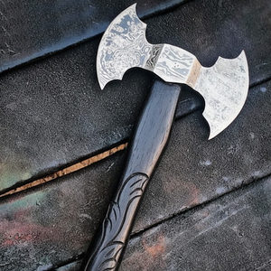 Damascus Steel Double Head <b>Axe</b> Premium Pattern Steel Outdoor Tool With Solid Wood Handle For <b>Camping</b> - Product Image 5
