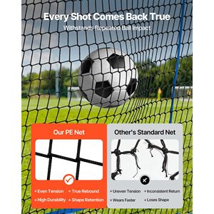 Rete Rimbalzante Portatile per Calcio con Controllo Angolare Rapido, Telaio in Ferro Resistente, Rete in PE per Allenamento di Calcio e Passaggi - Product Image 4