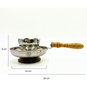 Quemador de incienso árabe de lujo de acero inoxidable con pinzas para carbón y mango de madera para decoración del hogar y fragancia aromática - Product Image 2