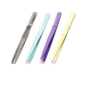 Pinza para Cejas de Acero Inoxidable de Alta Calidad, Bajo MOQ, Punta Inclinada, Reutilizable, Duradera, Hecha a Mano, Antiestática - Product Image 1