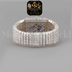 Reloj Mecánico de Acero Inoxidable con Diamantes Moissanite Cuadrados de Alta Demanda para Uso Diario y Ocasiones Especiales, Disponible a un Precio Razonable - Product Image 2