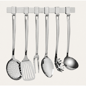 Ensemble d'ustensiles de cuisine professionnels modernes en acier inoxydable avec rail mural de suspension, outils de cuisson pour cuisines modernes - Product Image 5