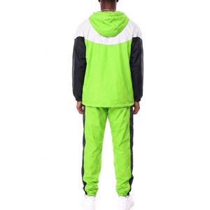 Ensemble de survêtement à capuche pour homme, vert et noir, imprimé léopard, fermeture éclair intégrale, pantalon de jogging sportif, respirant, léger, polyester/nylon, été - Product Image 5