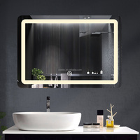 Miroir de salle de bain rectangulaire moderne à écran tactile intelligent, éclairage LED étanche IP44, verre de 5 mm pour usage hôtelier, design graphique