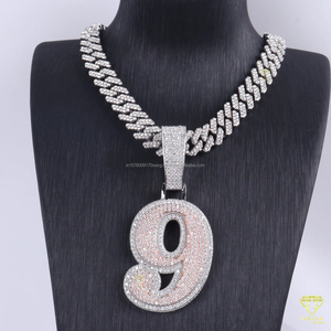 Luxury <b>Initial</b> " D " Pendant Moissanite Diamond Iced Out Cuban Link <b>Chain</b> Necklace Jewelry - Product Image 4