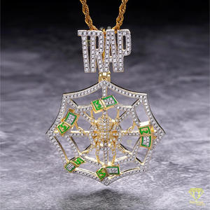 จี้รูปใยแมงมุมสุดหรู ประดับเพชรโมอิสซาไนต์ VVS บนตัวเรือนเงินแท้ 925 - Product Image 3