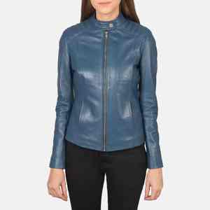 Chaqueta de Cuero Genuino para Mujer, Corte Ajustado, Estilo Motero, para Otoño e Invierno, con Forro Suave, Chaqueta de Cuero Moderna y Elegante - Product Image 1