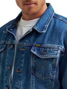 Men's Eco-Friendly Classic <b>Denim</b> <b>Jacket</b> Solid Color Turn-down Collar Single Button Closure Casual Style Autumn Regular Fit 100% - Product Image 3