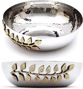 Bol de service en métal au design élégant, forme ronde, bol à fruits pour la décoration de table à la maison et au restaurant, bols de service pour aliments - Product Image 2